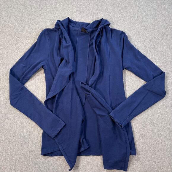 Splits Fifty Nine Open Front Drape Cardigan Top Women's Small Navy Blue Terry - Picture 3 of 10